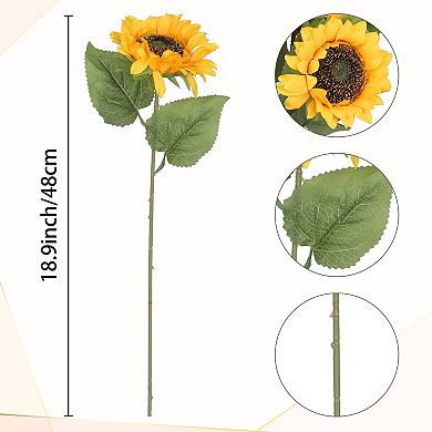 Artificial Flowers, 18.9" Fake Sunflower Bouquets Long Stem Bunches for Decor 6pcs Yellow