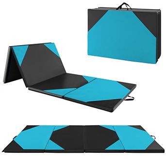 10 Feet x 4 Feet x 2 Inch Folding Exercise Mat with Hook and Loop Fasteners