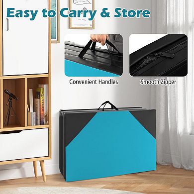 10 Feet x 4 Feet x 2 Inch Folding Exercise Mat with Hook and Loop Fasteners