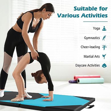 10 Feet x 4 Feet x 2 Inch Folding Exercise Mat with Hook and Loop Fasteners