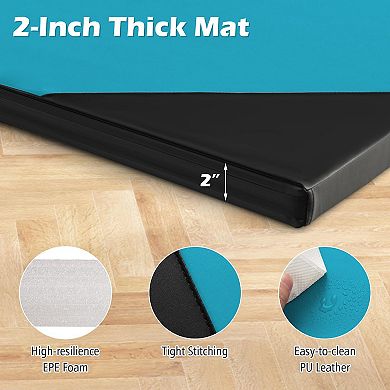 10 Feet x 4 Feet x 2 Inch Folding Exercise Mat with Hook and Loop Fasteners