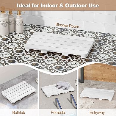 Waterproof HIPS Spa Shower Mat for Bathroom with Non Slip Foot Pads-White