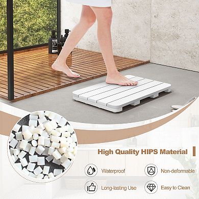 Waterproof HIPS Spa Shower Mat for Bathroom with Non Slip Foot Pads-White