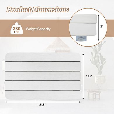 Waterproof HIPS Spa Shower Mat for Bathroom with Non Slip Foot Pads-White