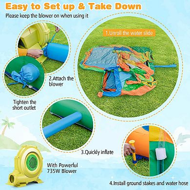 Kids Inflatable Water Slide for Yard Lawn with 735W Blower