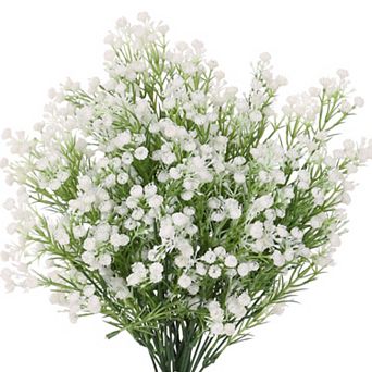 6 pc Fake Long Stem Baby's Breath Bouquets, Real Touch Faux Artificial Flowers 12.2"