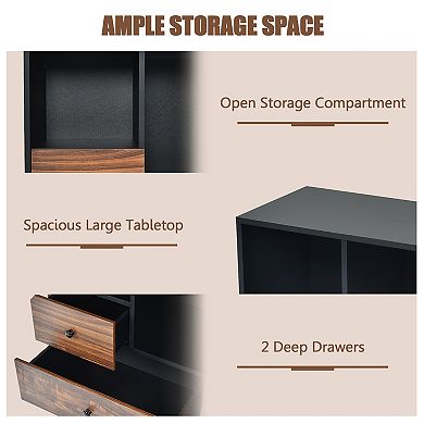 Mobile Filing Cabinet 2 Drawers with Open Shelves