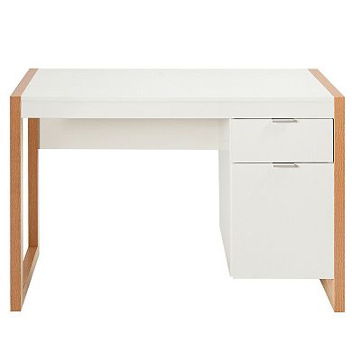 Modern Computer Desk Study Table Writing Workstation With Cabinet And Drawer