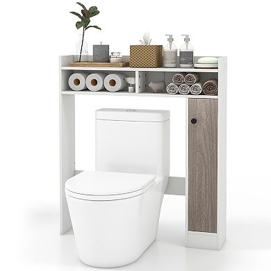 Over Toilet Storage Cabinet Bathroom Organizer With Adjustable Shelves