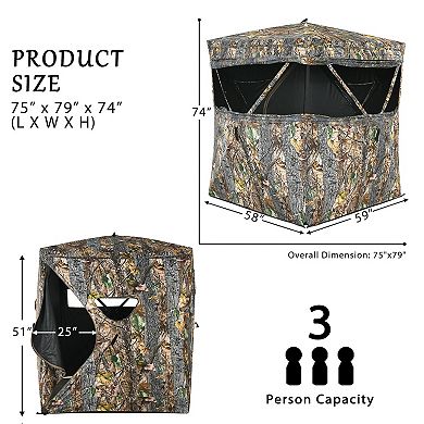 3 Person Portable Surround View Tent With Slide Mesh Window