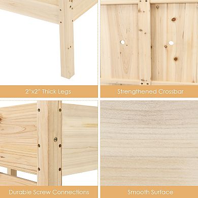 2 Tier Wooden Raised Garden Bed with Legs Drain Holes