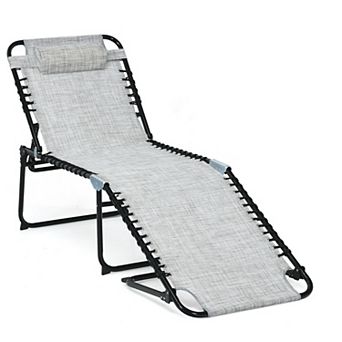 Foldable Recline Lounge Chair With Adjustable Backrest And Footrest