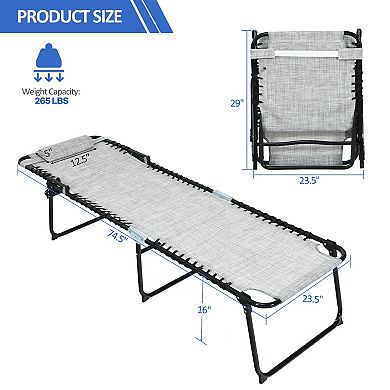Foldable Recline Lounge Chair With Adjustable Backrest And Footrest