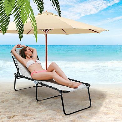 Foldable Recline Lounge Chair With Adjustable Backrest And Footrest