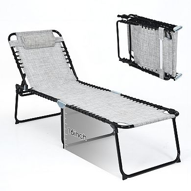 Foldable Recline Lounge Chair With Adjustable Backrest And Footrest