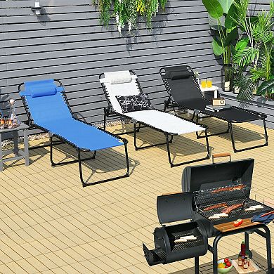 Foldable Recline Lounge Chair With Adjustable Backrest And Footrest