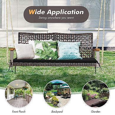 2-Person Rattan Hanging Porch Swing Chair