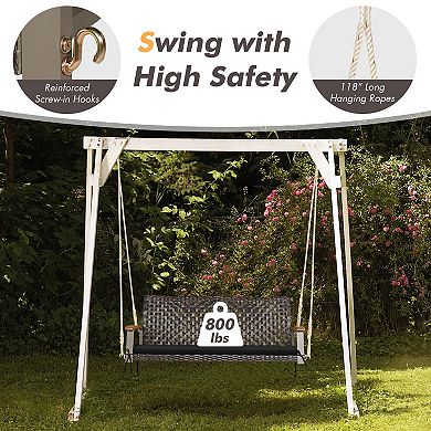 2-Person Rattan Hanging Porch Swing Chair