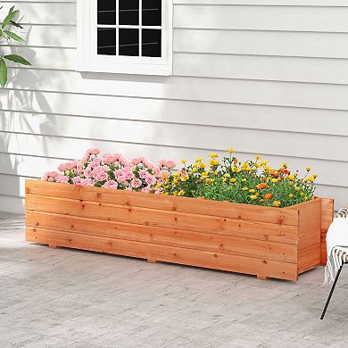 Fir Wood Planter Box With 2 Drainage Holes And 3 Added Bottom Crossbars