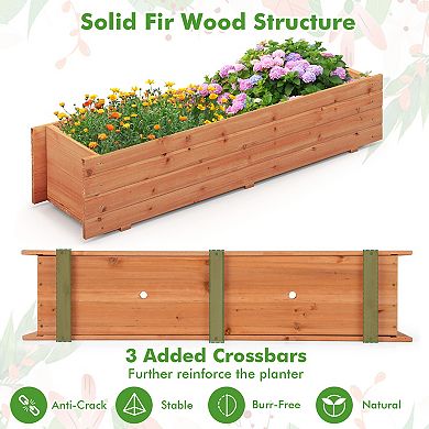 Fir Wood Planter Box With 2 Drainage Holes And 3 Added Bottom Crossbars