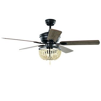 52 Inch Retro Ceiling Fan Light With Reversible Blades Remote Control