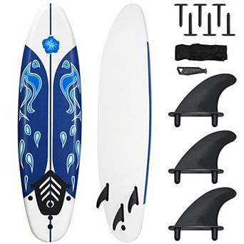 6 Feet Surfboard With 3 Detachable Fins-white