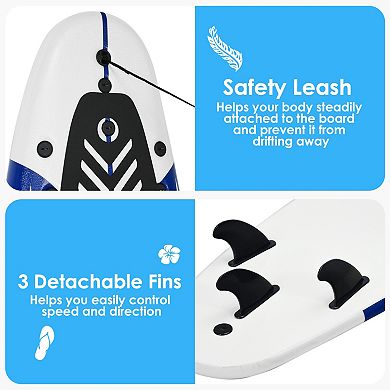 6 Feet Surfboard With 3 Detachable Fins-white