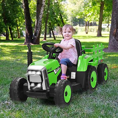 12V Ride on Tractor with 3-Gear-Shift Ground Loader for Kids 3+ Years Old
