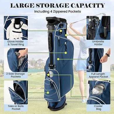 Golf Stand Cart Bag with 4 Way Divider Carry Organizer Pockets