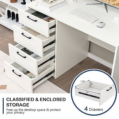 43.5 Inch Computer Desk With 4 Large Drawers