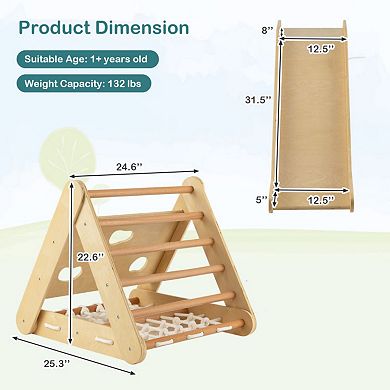 4 in 1 Triangle Climber Toy with Sliding Board and Climbing Net