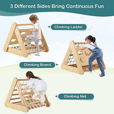 4 in 1 Triangle Climber Toy with Sliding Board and Climbing Net