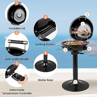 1600W Electric BBQ Grill with Removable Non-Stick Warming Rack