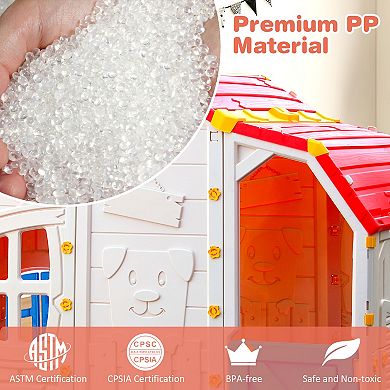 Cottage Kids Playhouse with Openable Windows and Working Door