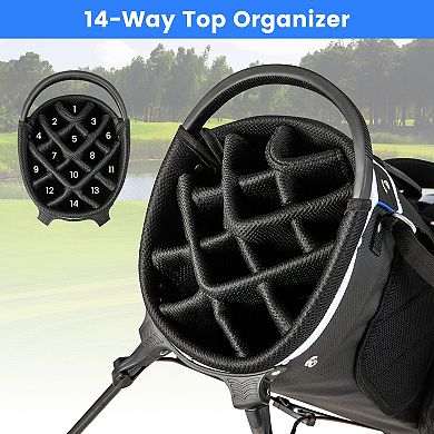 Lightweight Golf Stand Bag with 14 Way Top Dividers and 6 Pockets