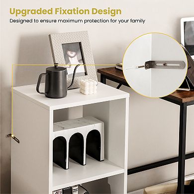 2 Pieces 2-tier Bookcase Set With Anti-toppling Device