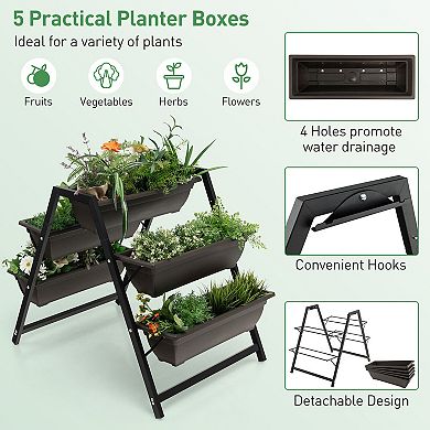 3-tier Vertical Raised Garden Bed With 5 Plant Boxes