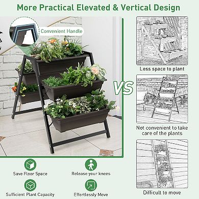3-tier Vertical Raised Garden Bed With 5 Plant Boxes
