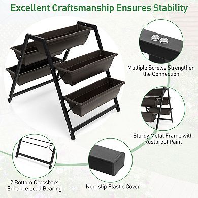 3-tier Vertical Raised Garden Bed With 5 Plant Boxes