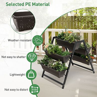 3-tier Vertical Raised Garden Bed With 5 Plant Boxes