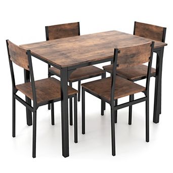 5 pc Dining Table Set Industrial Style Kitchen Table and Chairs