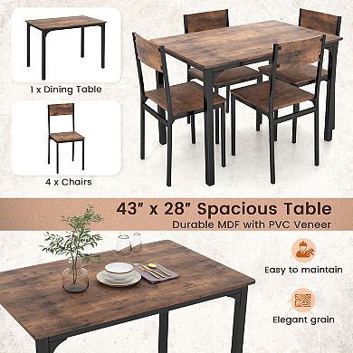 5 Piece Dining Table Set Industrial Style Kitchen Table and Chairs