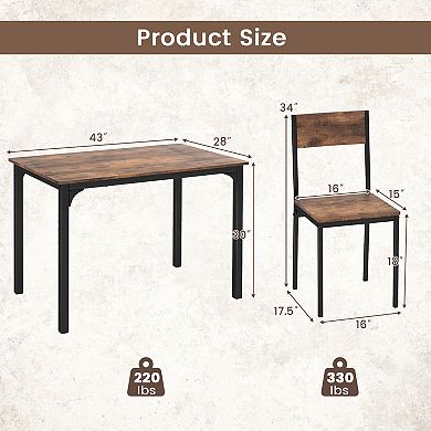 5 Piece Dining Table Set Industrial Style Kitchen Table and Chairs