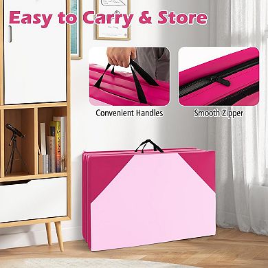 10 Feet x 4 Feet x 2 Inch Folding Exercise Mat with Hook and Loop Fasteners