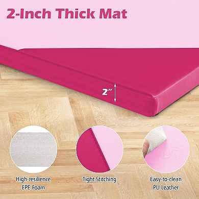 10 Feet x 4 Feet x 2 Inch Folding Exercise Mat with Hook and Loop Fasteners