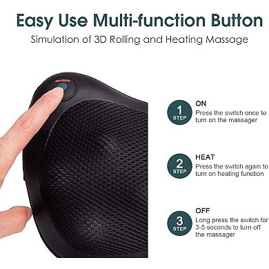 Shiatsu Pillow Massager With Heat Deep Kneading For Shoulder  Neck And Back
