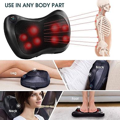 Shiatsu Pillow Massager With Heat Deep Kneading For Shoulder  Neck And Back