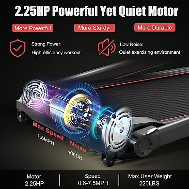 2.25HP Electric Running Machine Treadmill with Speaker and APP Control-Red