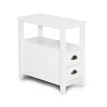 23.5 x 12 Inch Rectangular Wooden Nightstand with 2 Drawers and Shelf