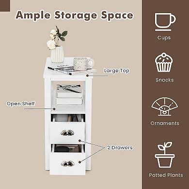 23.5 x 12 Inch Rectangular Wooden Nightstand with 2 Drawers and Shelf